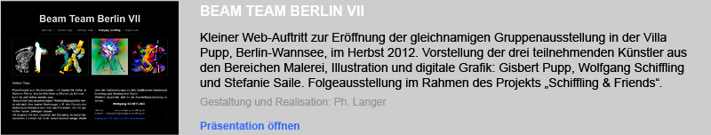 Internet-Präsentation der Ausstellung BEAM TEAM BERLIN VI, 2012